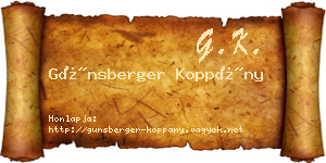 Günsberger Koppány névjegykártya